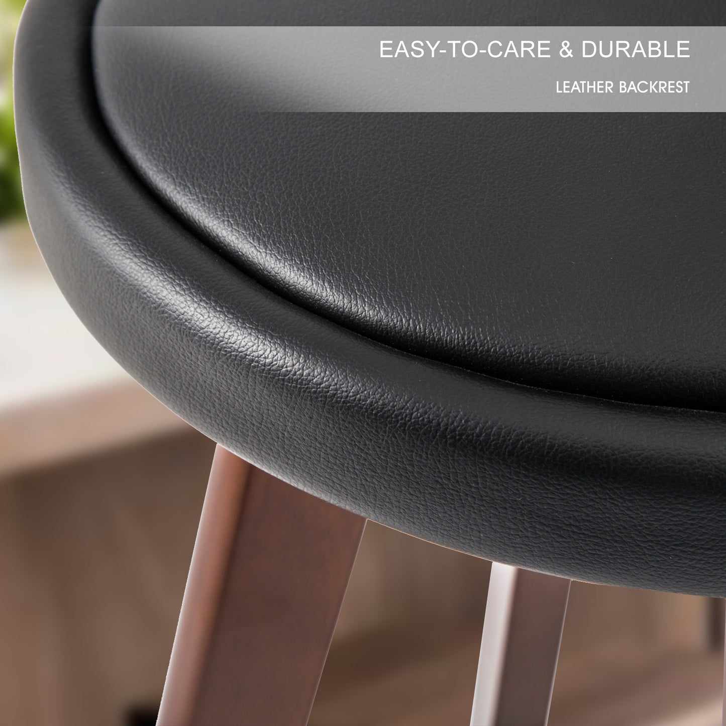 4X Wooden Bar Stool Dining Chair Leather LEILA 72cm BLACK BROWN V274-FT-WBSPVC-82BK4-BNP