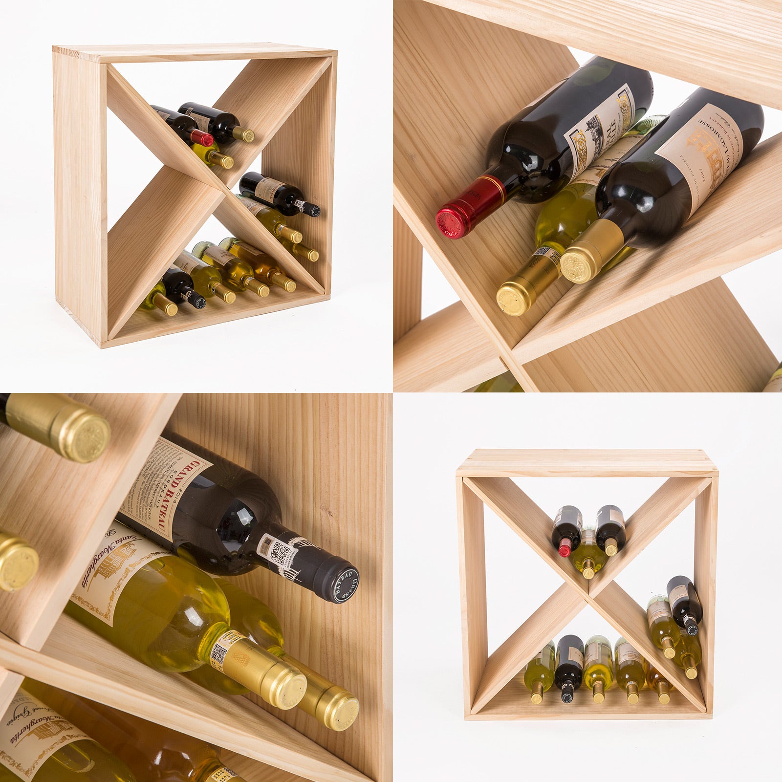 Timber Criss Cross Wine Rack Storage Cellar Organiser 24 Bottle V274-FT-WWR04-24