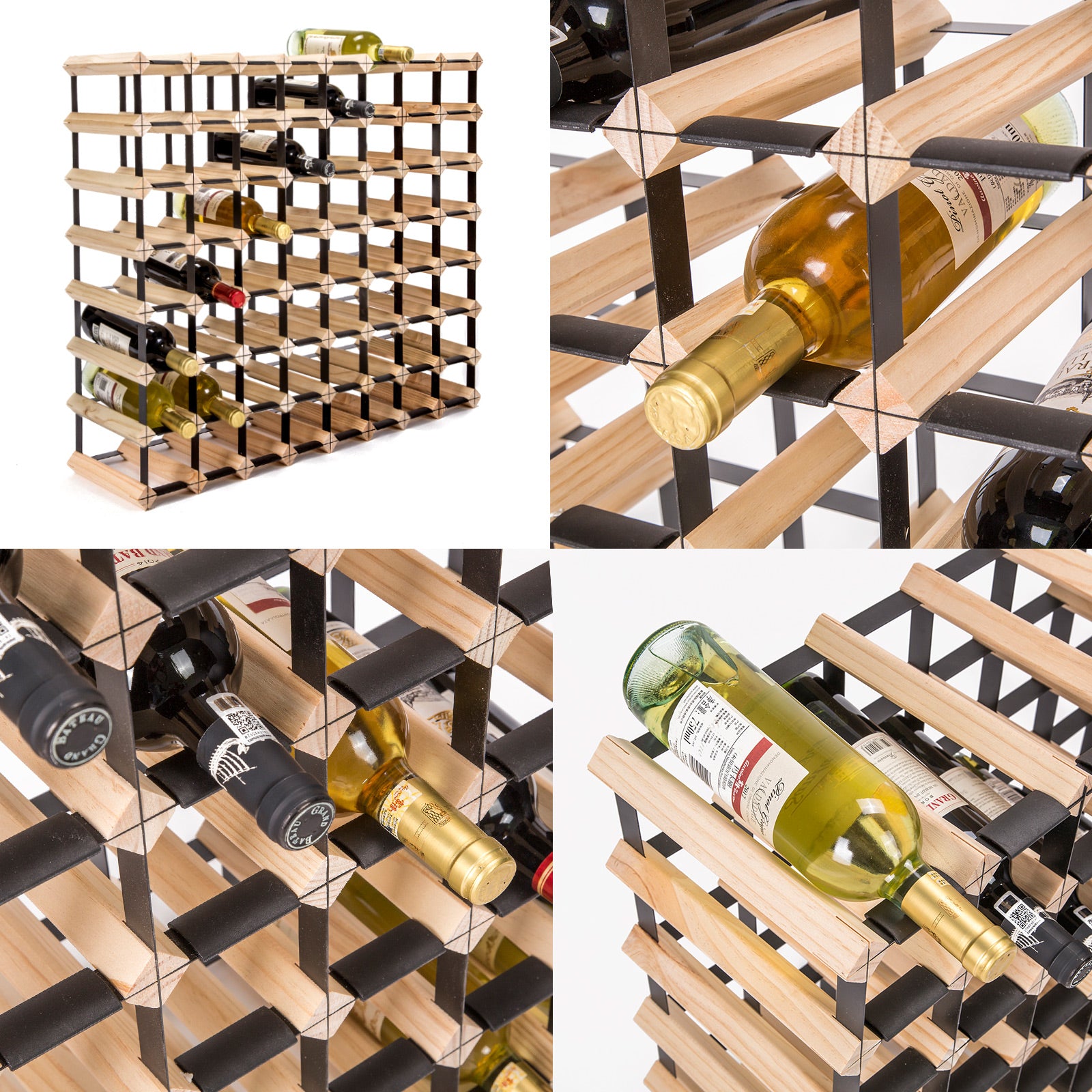 Timber Wine Rack Storage Cellar Organiser 72 Bottle V274-FT-WWR08-72