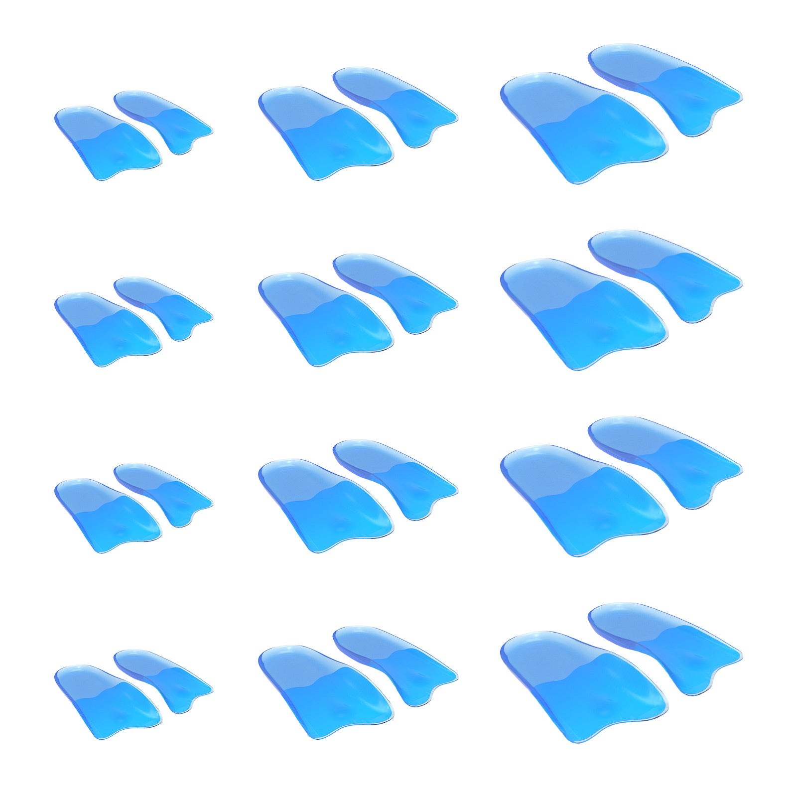 4X Set Half Insoles Shoe Inserts 3-Size Combo Gel Arch Support Foot Pad V274-GM-BI-INSOLE-HF-SML4
