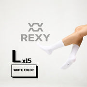15X Rexy 3D Seamless Crew Socks Large Slim Breathable WHITE V274-GM-RX3DCW-L15-WH