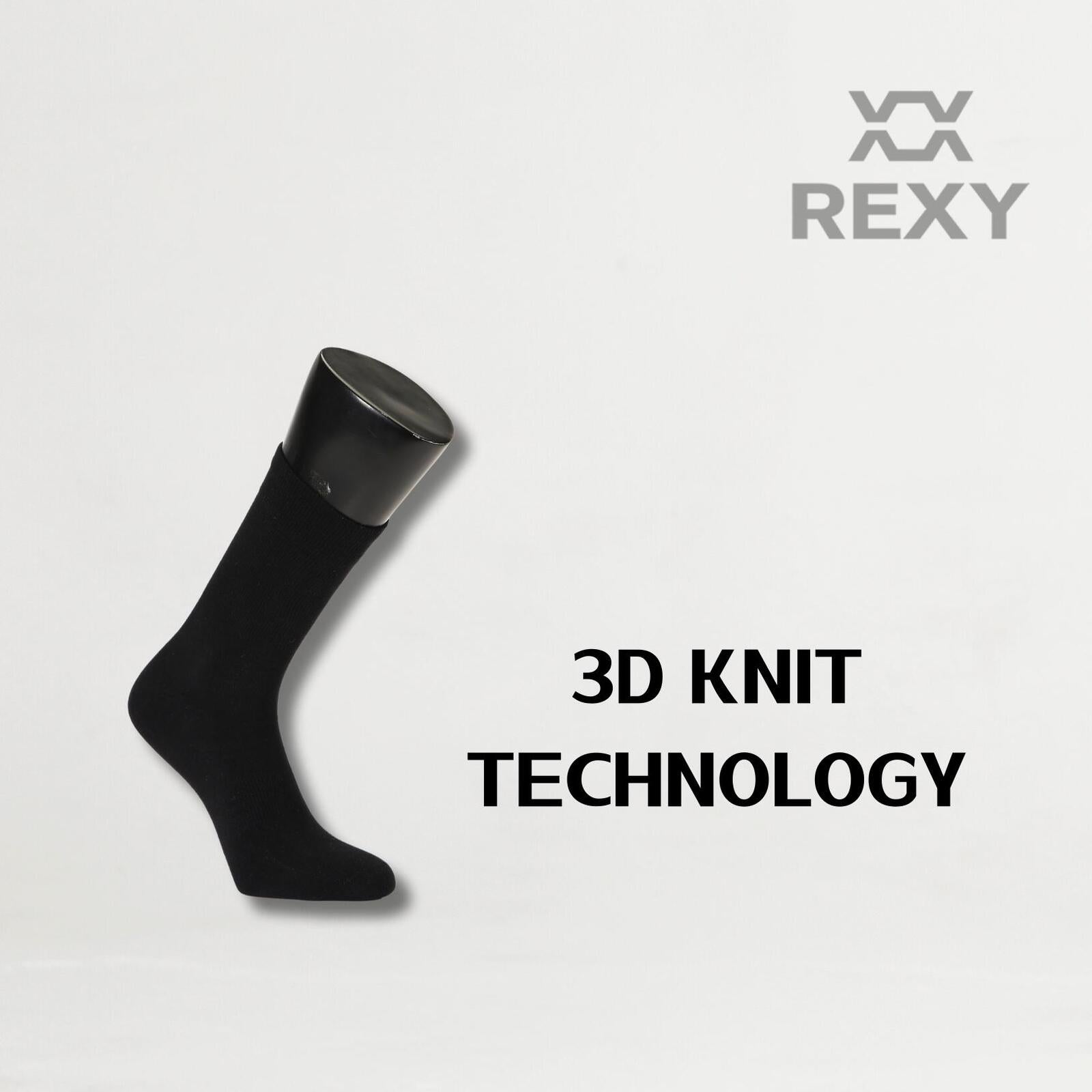 15X Rexy 3D Seamless Crew Socks Medium Slim Breathable BLACK V274-GM-RX3DCW-M15-BK