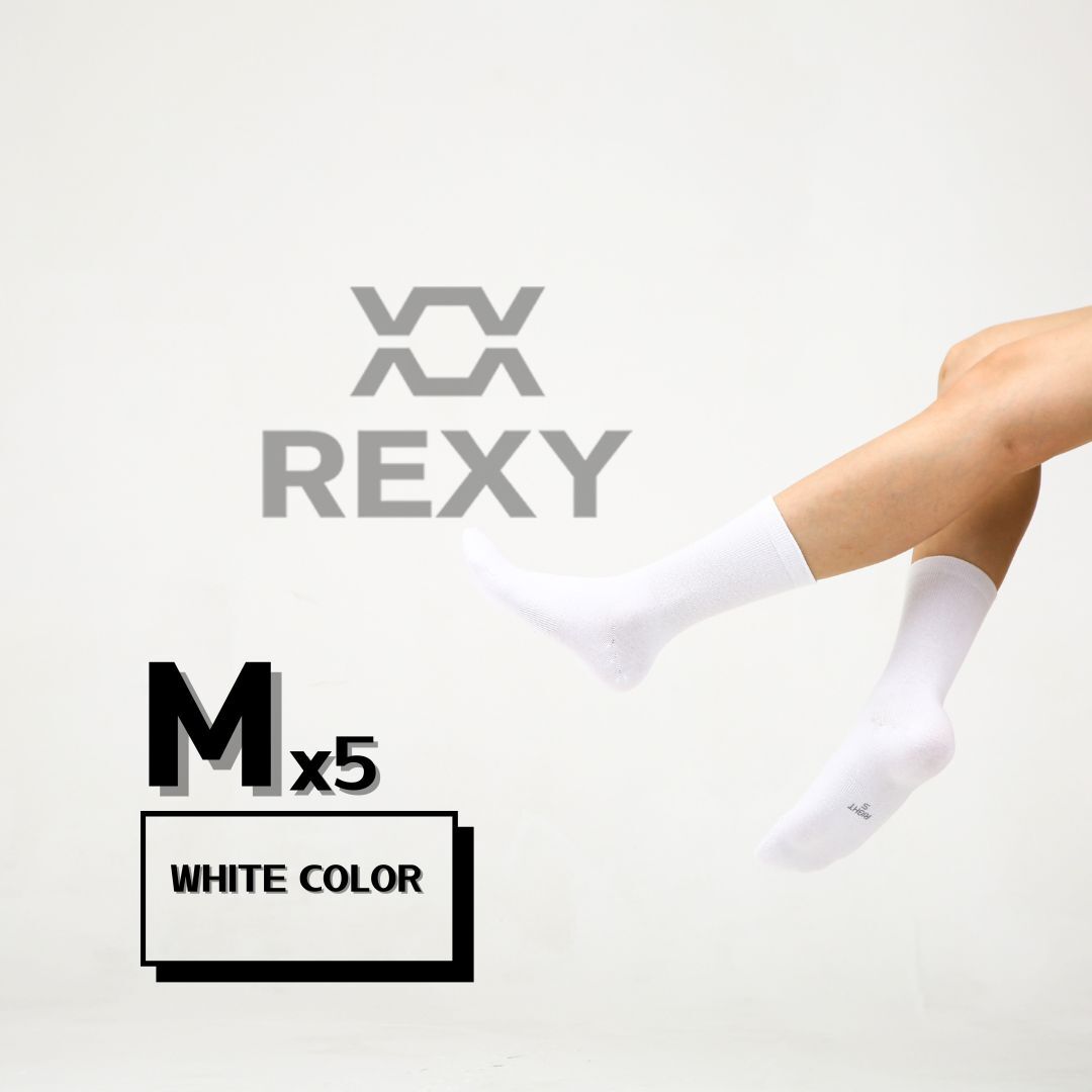 5X Rexy 3D Seamless Crew Socks Medium Slim Breathable WHITE V274-GM-RX3DCW-M5-WH