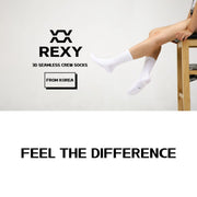 5X Rexy 3D Seamless Crew Socks Medium Slim Breathable WHITE V274-GM-RX3DCW-M5-WH