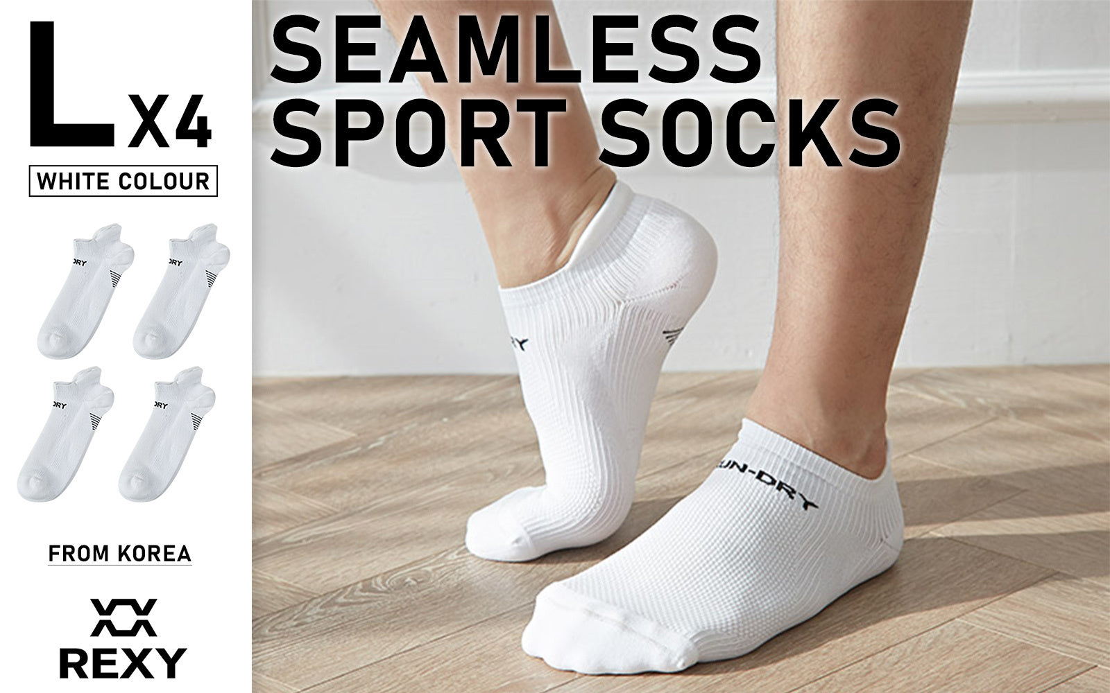 4X Rexy Seamless Sport Sneakers Socks Large Non-Slip Heel Tab WHITE V274-GM-RXSPSK-L4-WH
