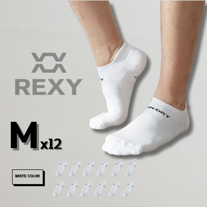 12X Rexy Seamless Sport Sneakers Socks Medium Non-Slip Heel Tab WHITE V274-GM-RXSPSK-M12-WH