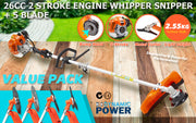 Dynamic Power 26cc Petrol Whipper Snipper Brush Cutter + 4 Blade V274-GN-BC2600-2-8-40