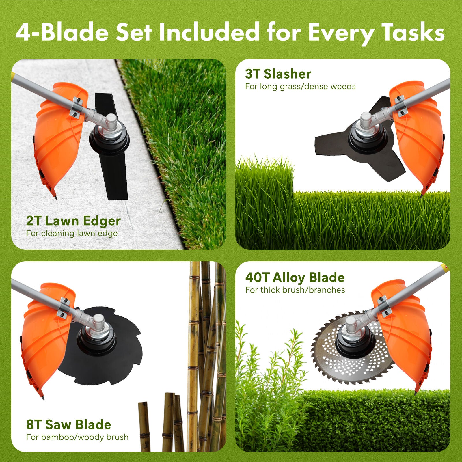 Dynamic Power 26cc Petrol Whipper Snipper Brush Cutter + 4 Blade V274-GN-BC2600-2-8-40