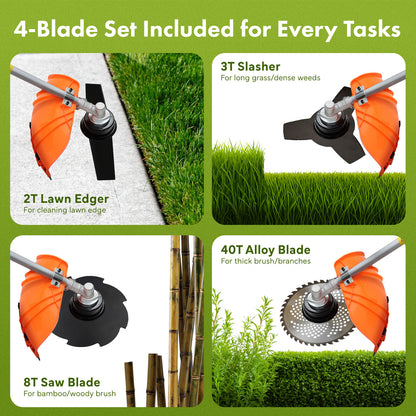 Dynamic Power 26cc Petrol Whipper Snipper Brush Cutter + 4 Blade V274-GN-BC2600-2-8-40
