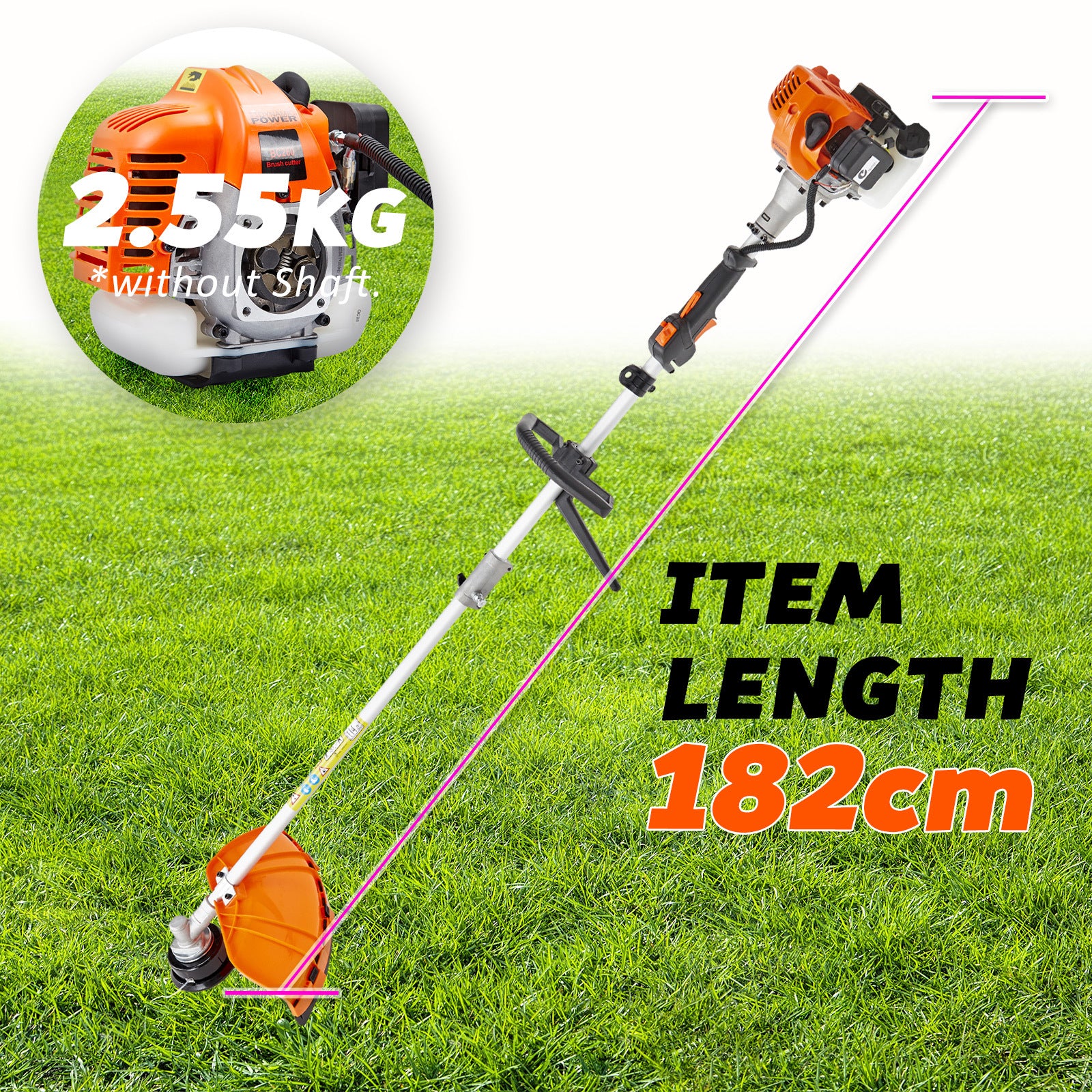 Dynamic Power 26cc Petrol Whipper Snipper Brush Cutter + 4 Blade V274-GN-BC2600-2-8-40