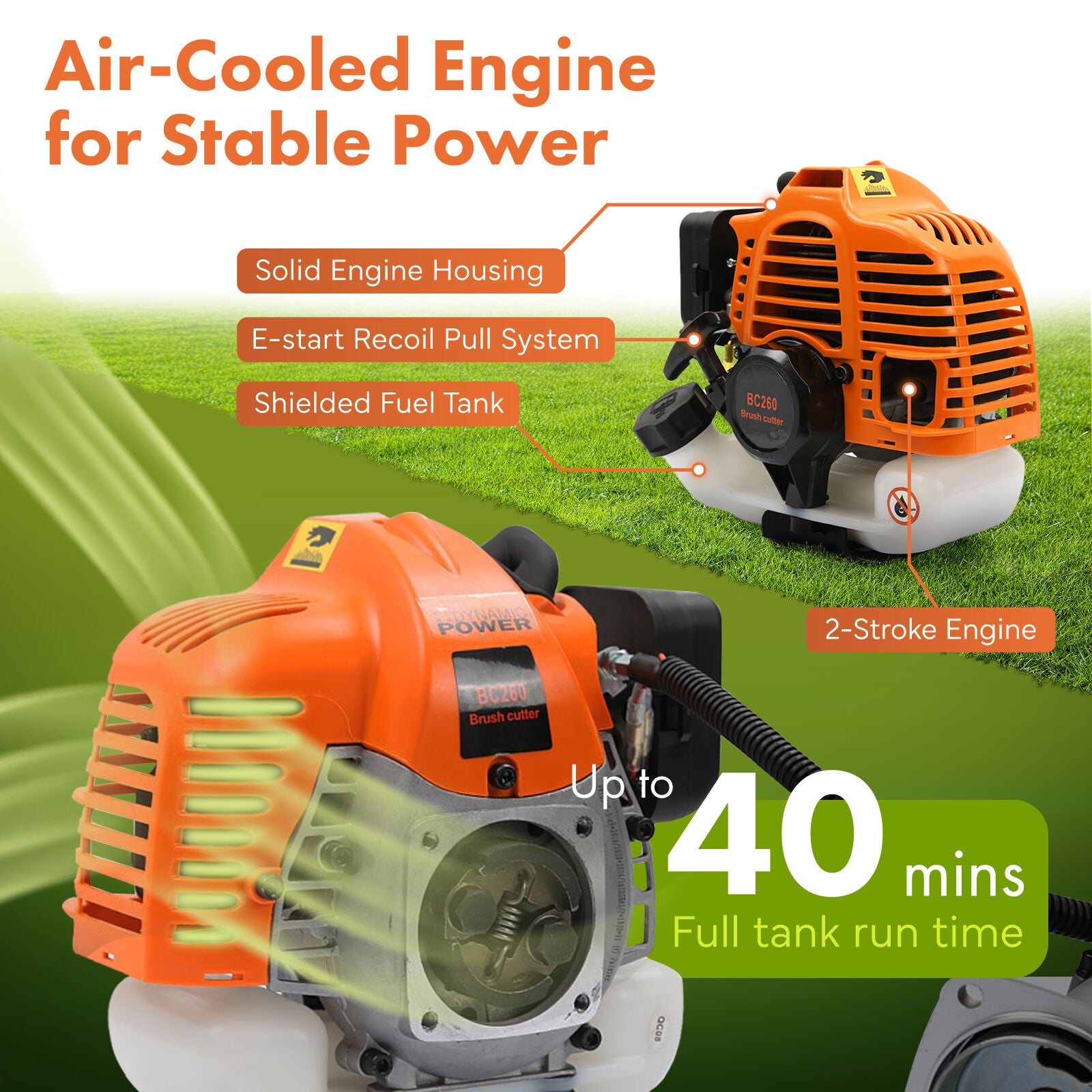 Dynamic Power 26cc Petrol Whipper Snipper Brush Cutter + 1 Blade V274-GN-BC2600