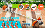 Dynamic Power 43cc Petrol Whipper Snipper Brush Cutter + 4 Blade V274-GN-BC4300-2-8-40