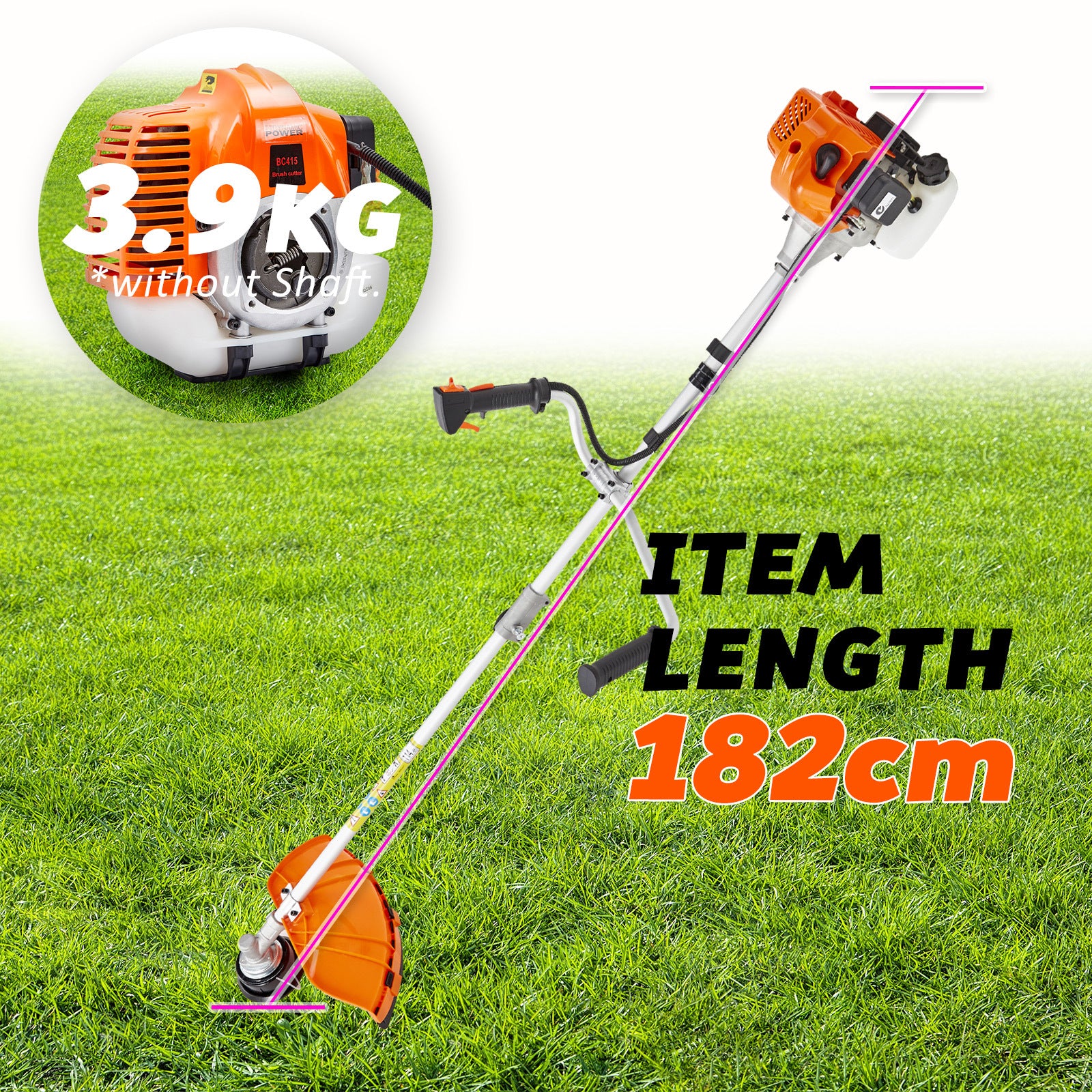 Dynamic Power 43cc Petrol Whipper Snipper Brush Cutter + 1 Blade V274-GN-BC4300