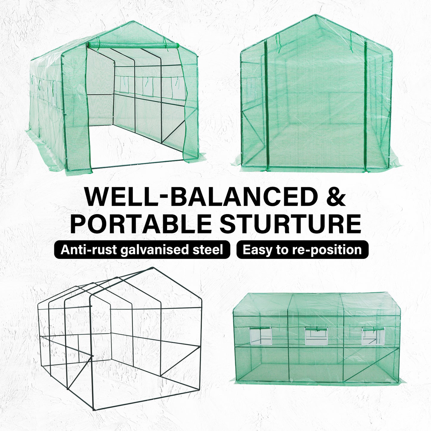 Garden Greenhouse Walk-In Shed 3.5x2x2M PE Apex V274-GN-GH352020T-GN