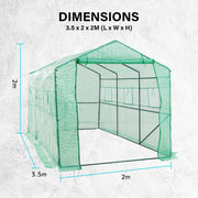Garden Greenhouse Walk-In Shed 3.5x2x2M PE Apex V274-GN-GH352020T-GN