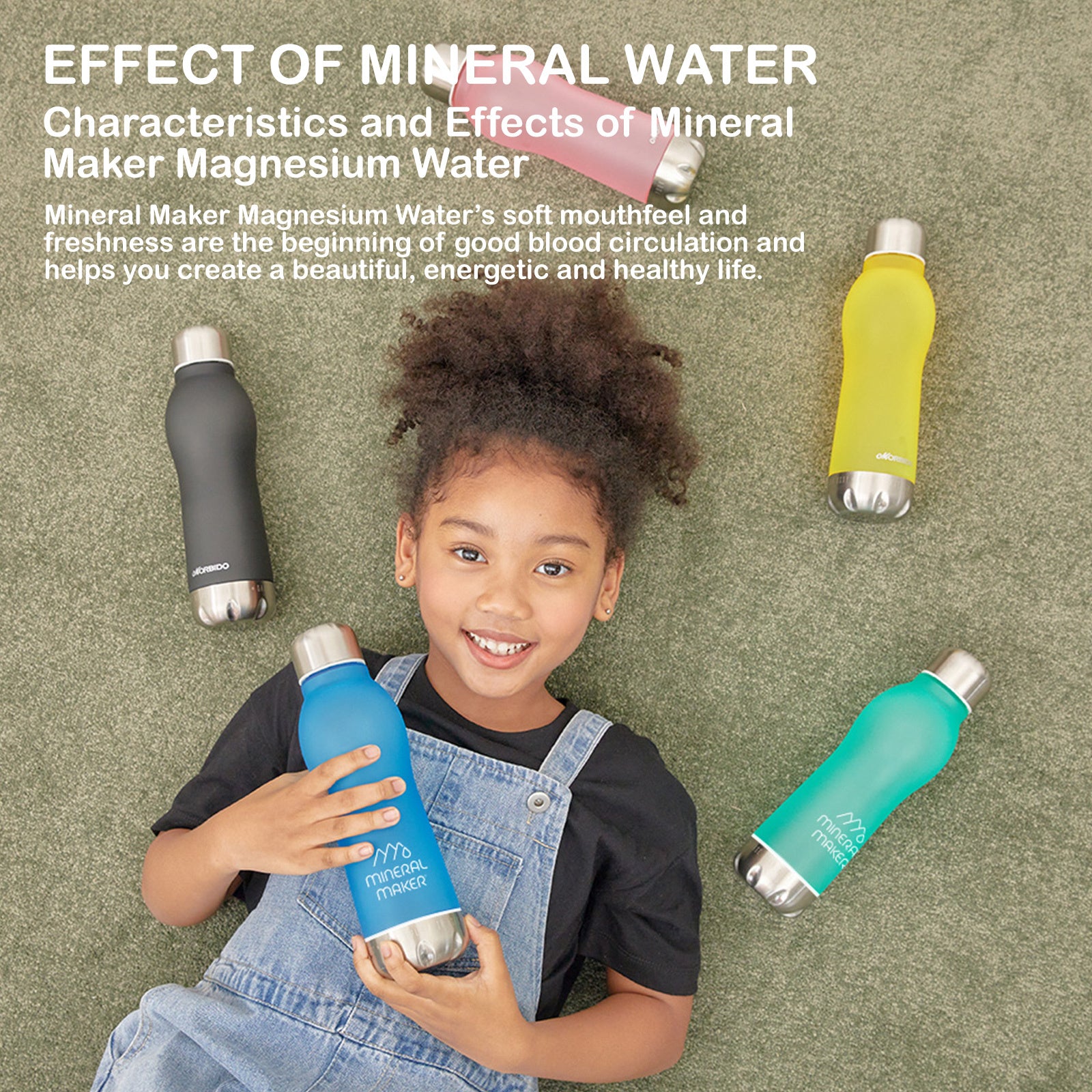 Mineral Maker MORBIDO Alkaline Filter Water Bottle + a Mineral Stone Pouch BLUE V274-HA-AM-MINBOT-AQ