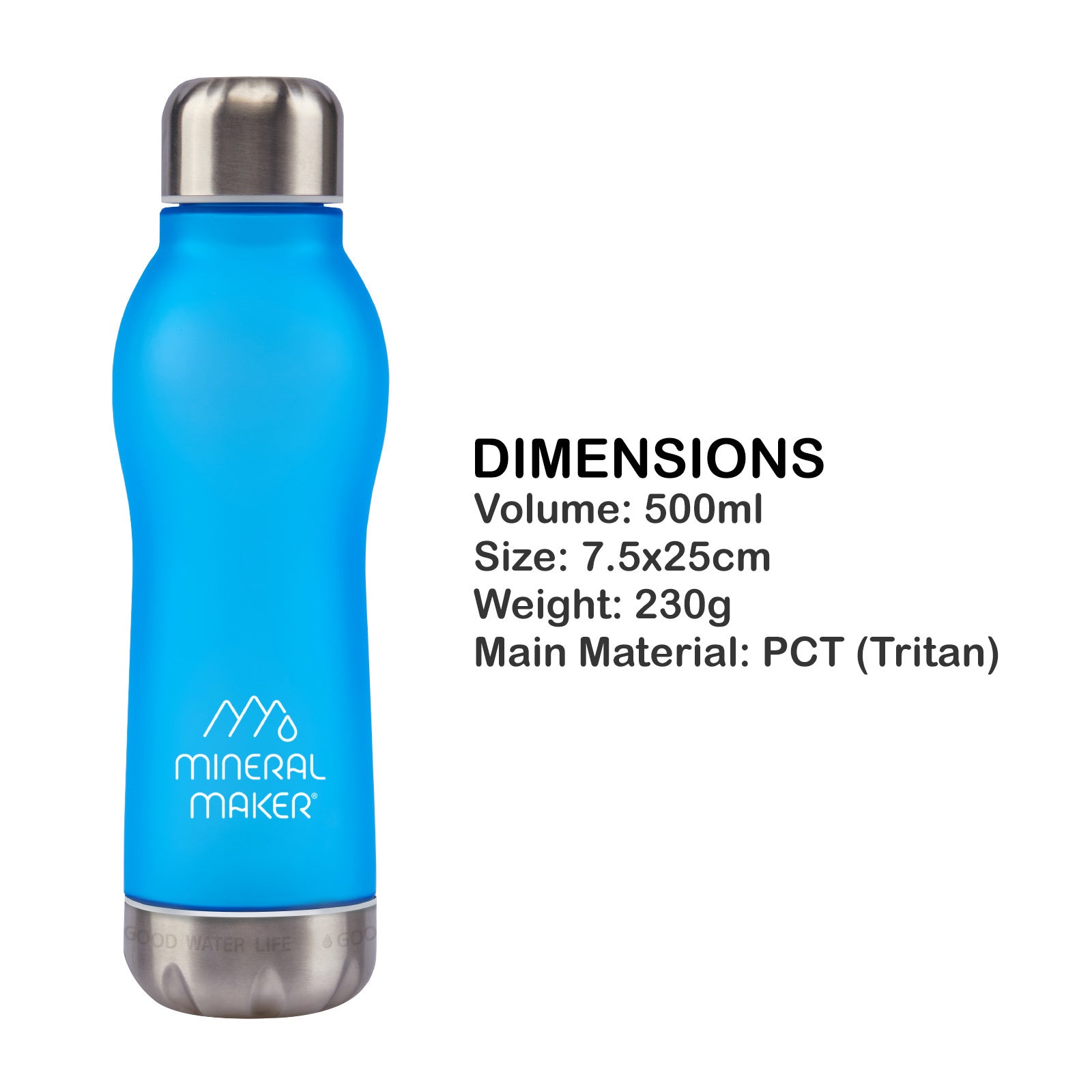 Mineral Maker MORBIDO Alkaline Filter Water Bottle + a Mineral Stone Pouch BLUE V274-HA-AM-MINBOT-AQ
