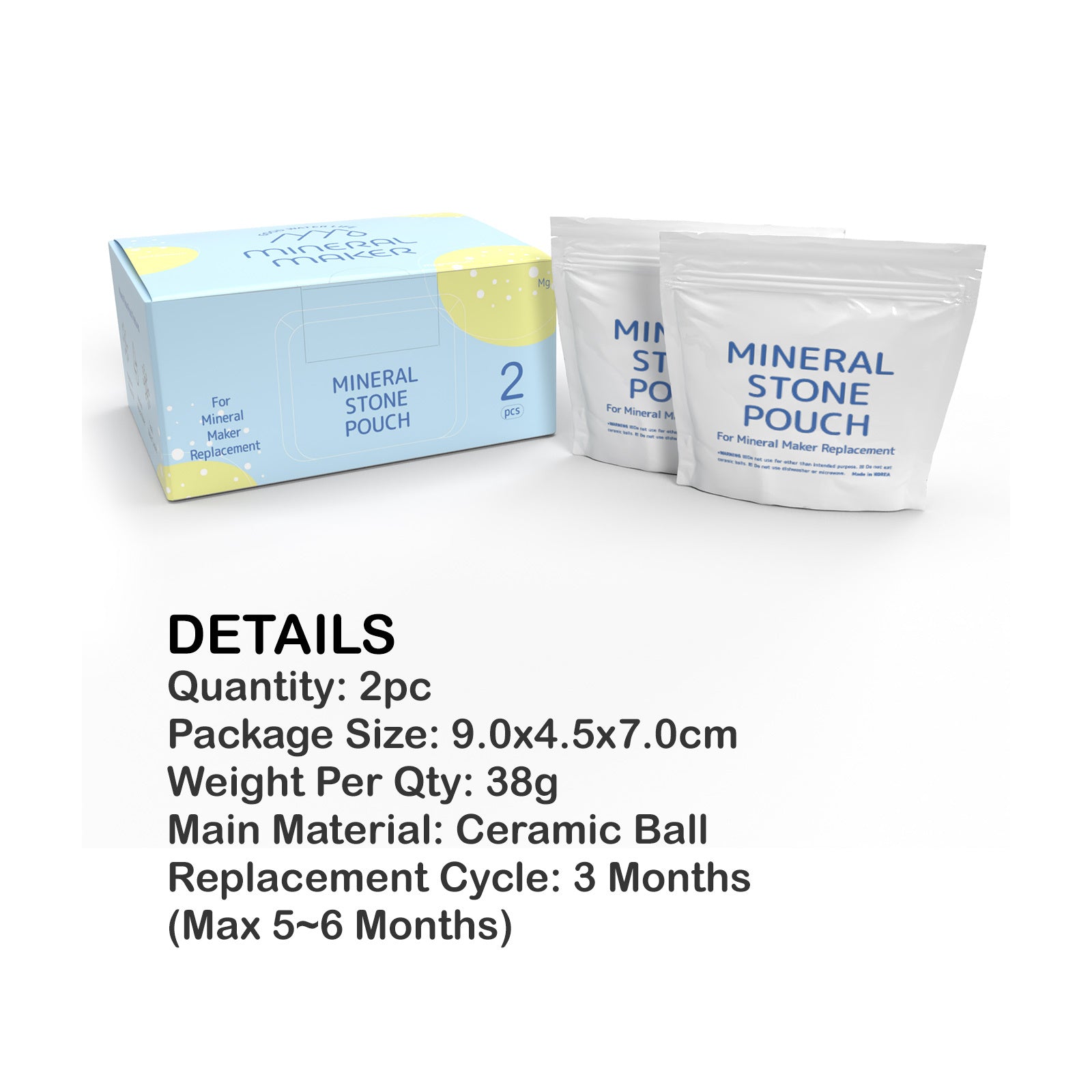 2X Alkaline Mineral Maker Stone Pouch Water Filter Pad Replacement Ceramic Balls V274-HA-AM-MINSTONE-2P