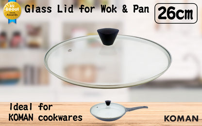 KOMAN Stainless Steel Glass Lid with Bakelite Handle - 26cm V274-HA-KO-26LID
