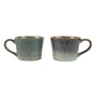 2X Reactive Glazed Ceramic Organic Coffee Mug 350ml Natural EARTHY GREY BLUE V274-HA-LA-P0024806-BUVT