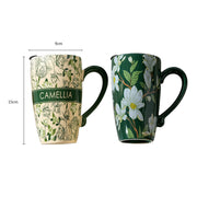2X High-Fired Ceramic Porcelain Mug with Travel Lid 600ml Vintage Floral GREEN V274-HA-LA-P0024820-GNYE
