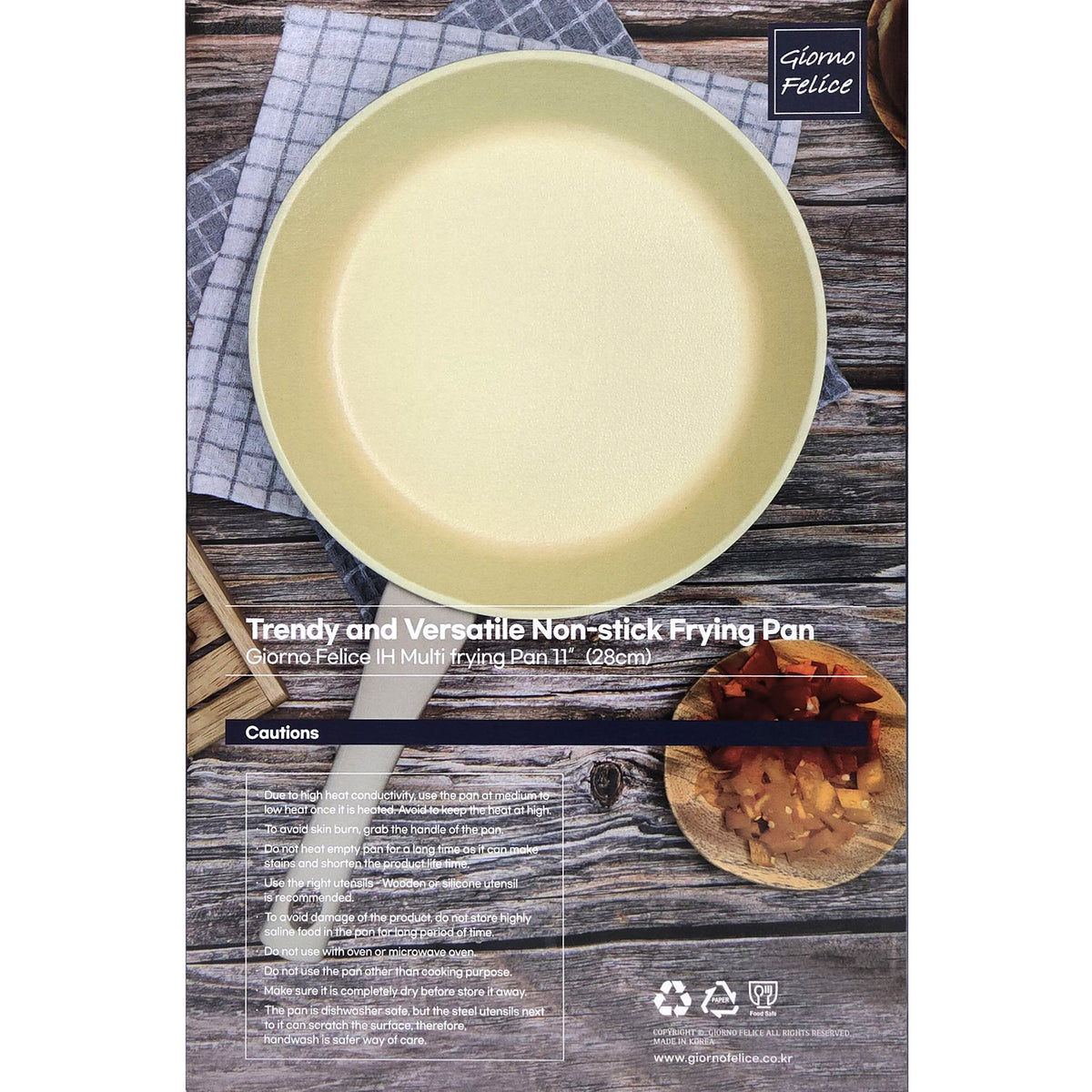 Giorno Felice IH Frypan 28cm Ceramic Non-Stick Frying Pan Induction V274-HA-TS-FRY28-BE
