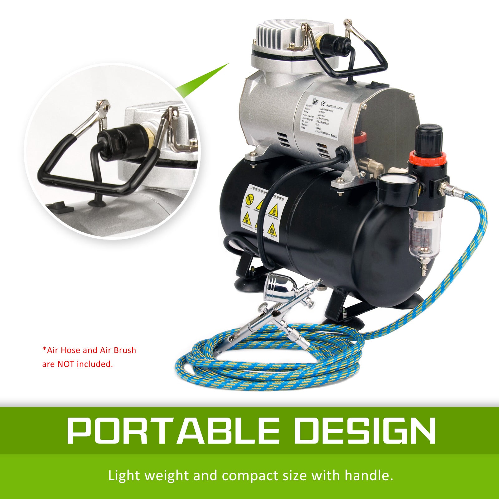 Air Brush Compressor for Air Brush Spray 1/6HP 3L V274-HB-AS186