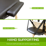 Wooden Portable Massage Table Bed 3 Fold 70cm BLACK V274-MT-BLACK