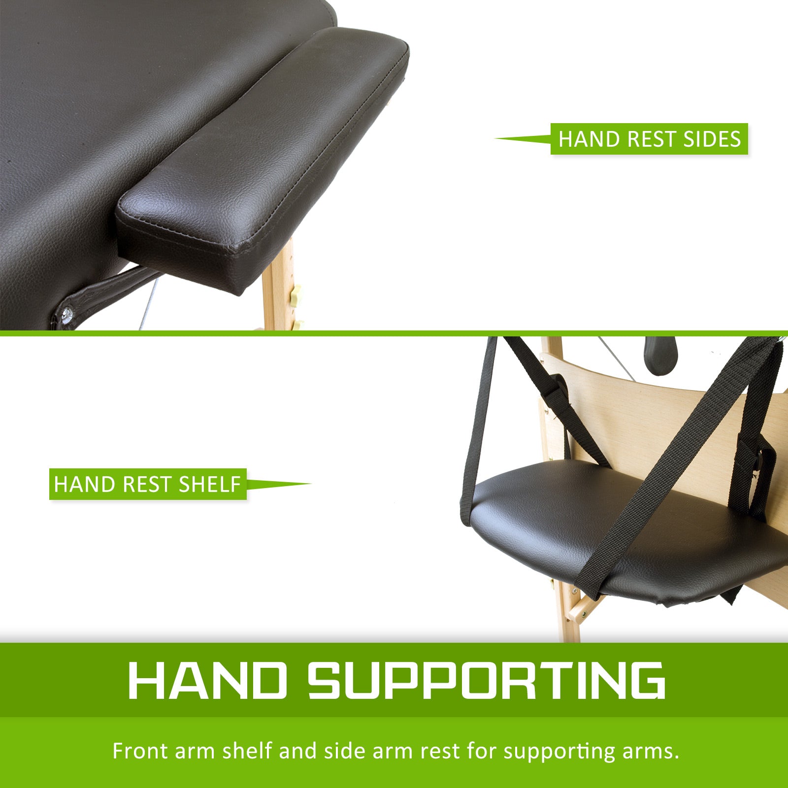 Wooden Portable Massage Table Bed 3 Fold 70cm BLACK V274-MT-BLACK