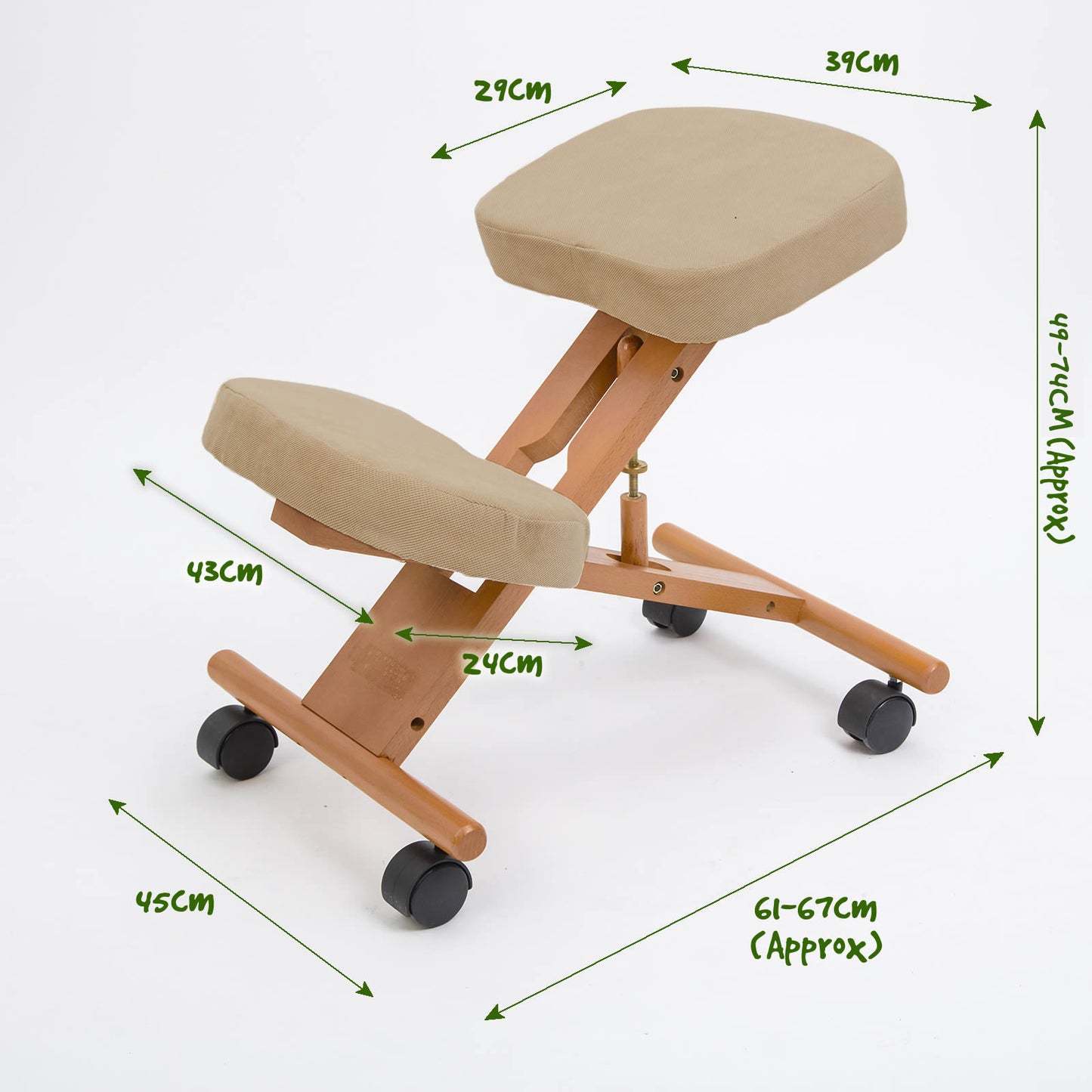 Ergonomic Adjustable Kneeling Chair BEIGE V274-MT-GM068-BE