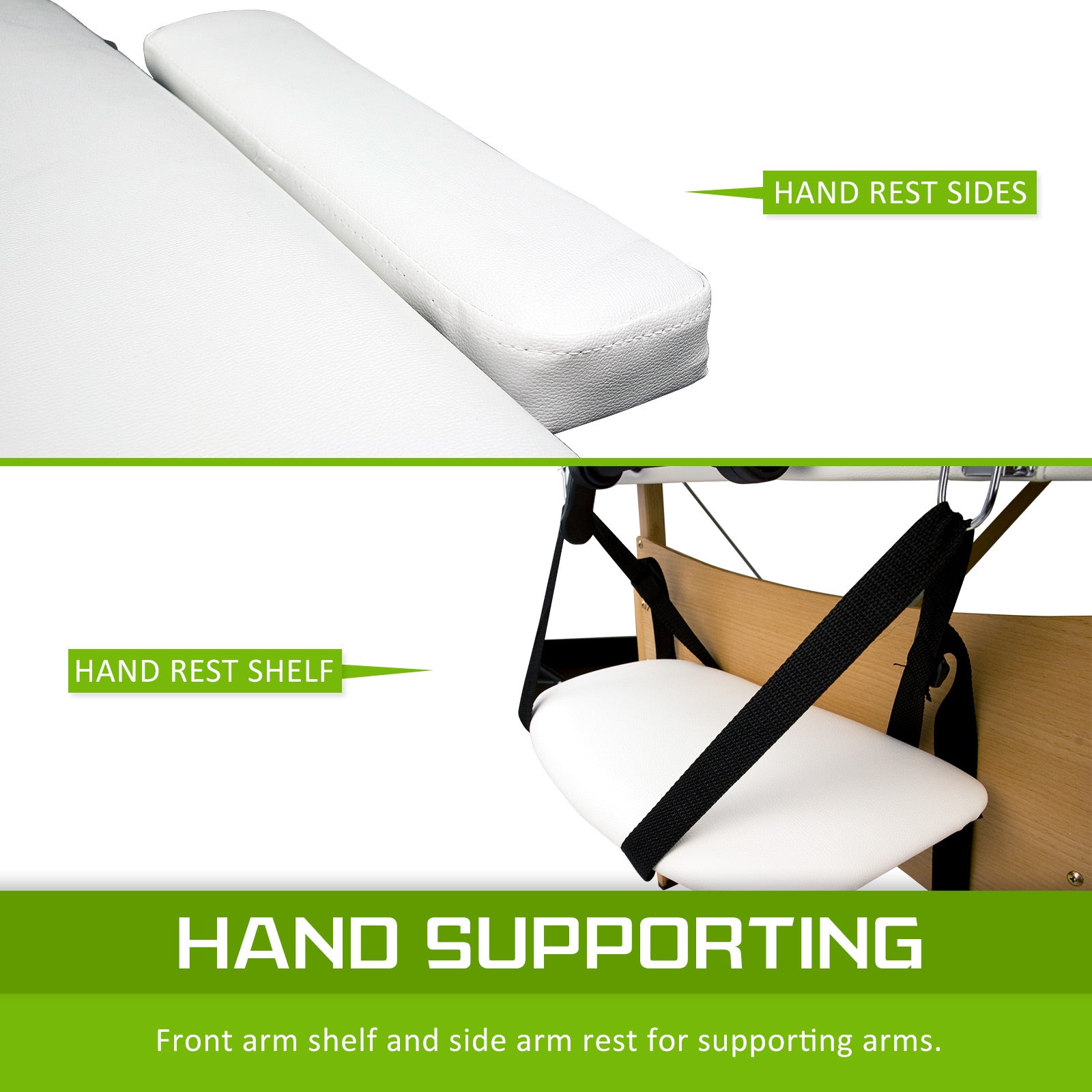 Wooden Portable Beauty Massage Table Bed 3 Fold 70cm WHITE V274-MT-WHITE