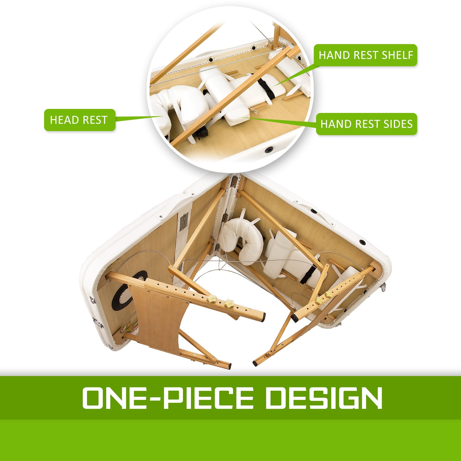 Wooden Portable Beauty Massage Table Bed 3 Fold 70cm WHITE V274-MT-WHITE