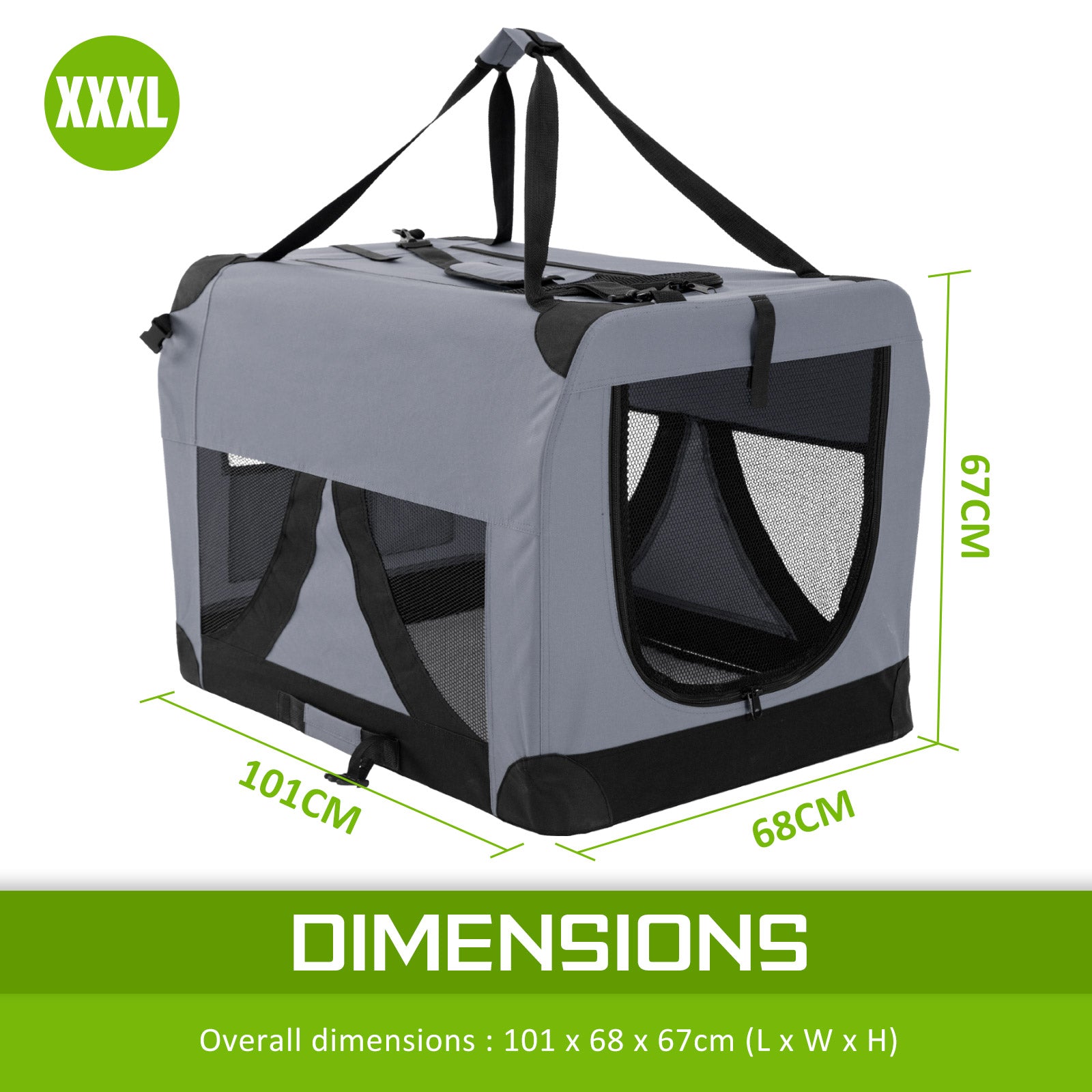 Portable Soft Dog Cage Crate Carrier XXXL GREY V274-PET-02XXXL-GY