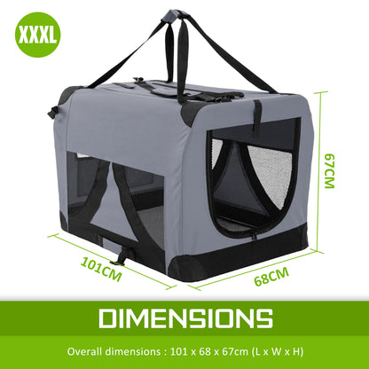 Portable Soft Dog Cage Crate Carrier XXXL GREY V274-PET-02XXXL-GY