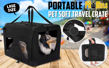 Portable Soft Dog Cage Crate Carrier L BLACK V274-PET-3002L-BK