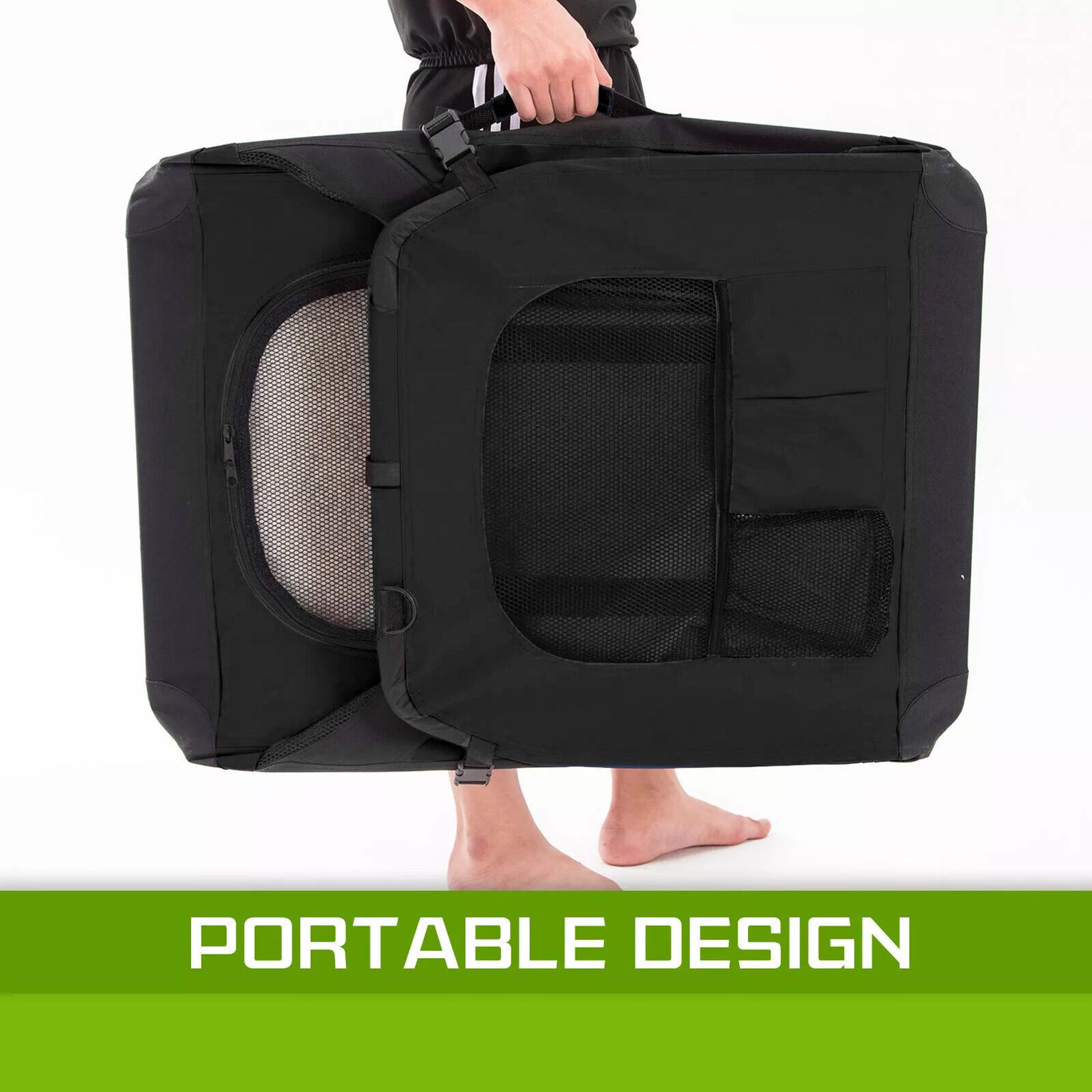 Portable Soft Dog Cage Crate Carrier L BLACK V274-PET-3002L-BK