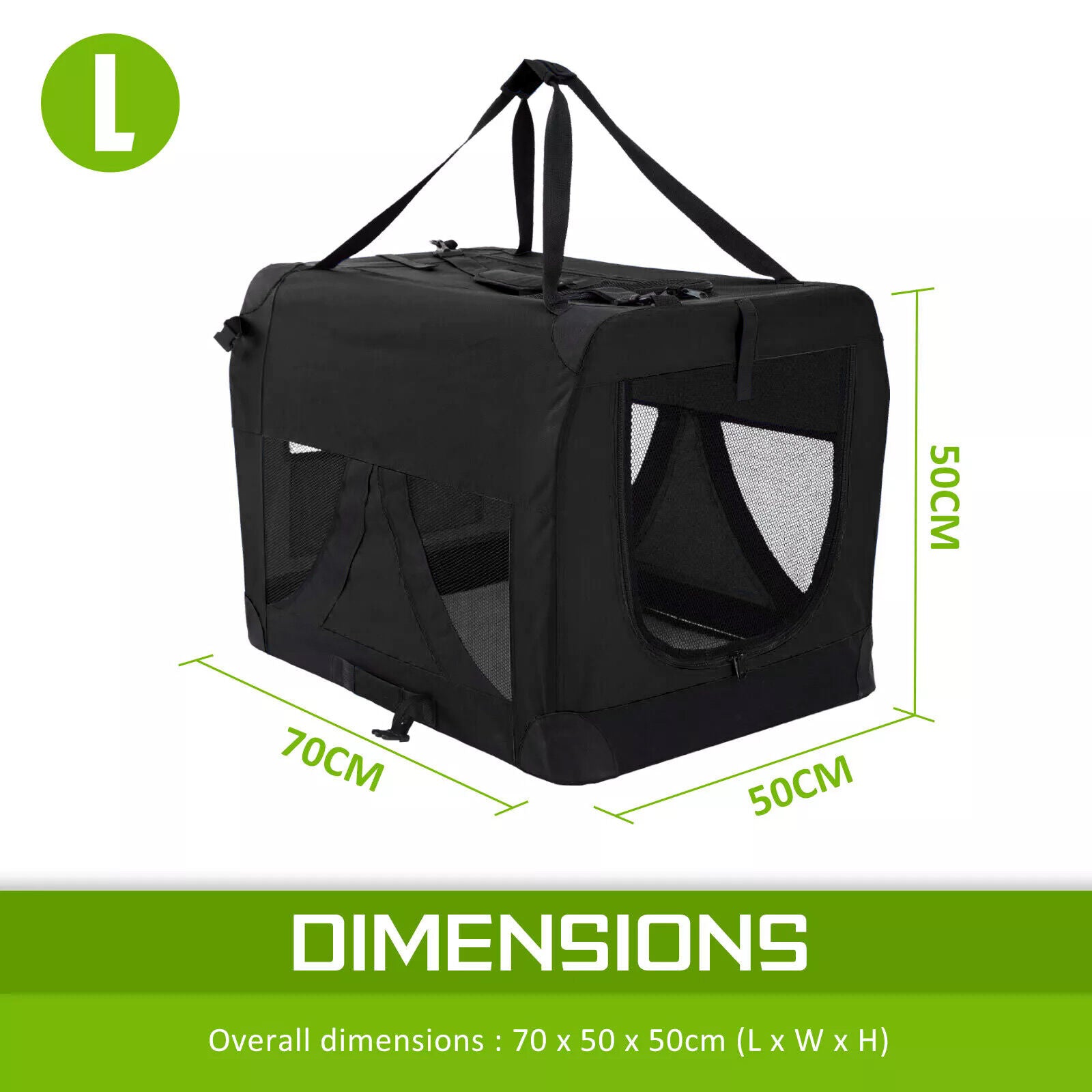 Portable Soft Dog Cage Crate Carrier L BLACK V274-PET-3002L-BK