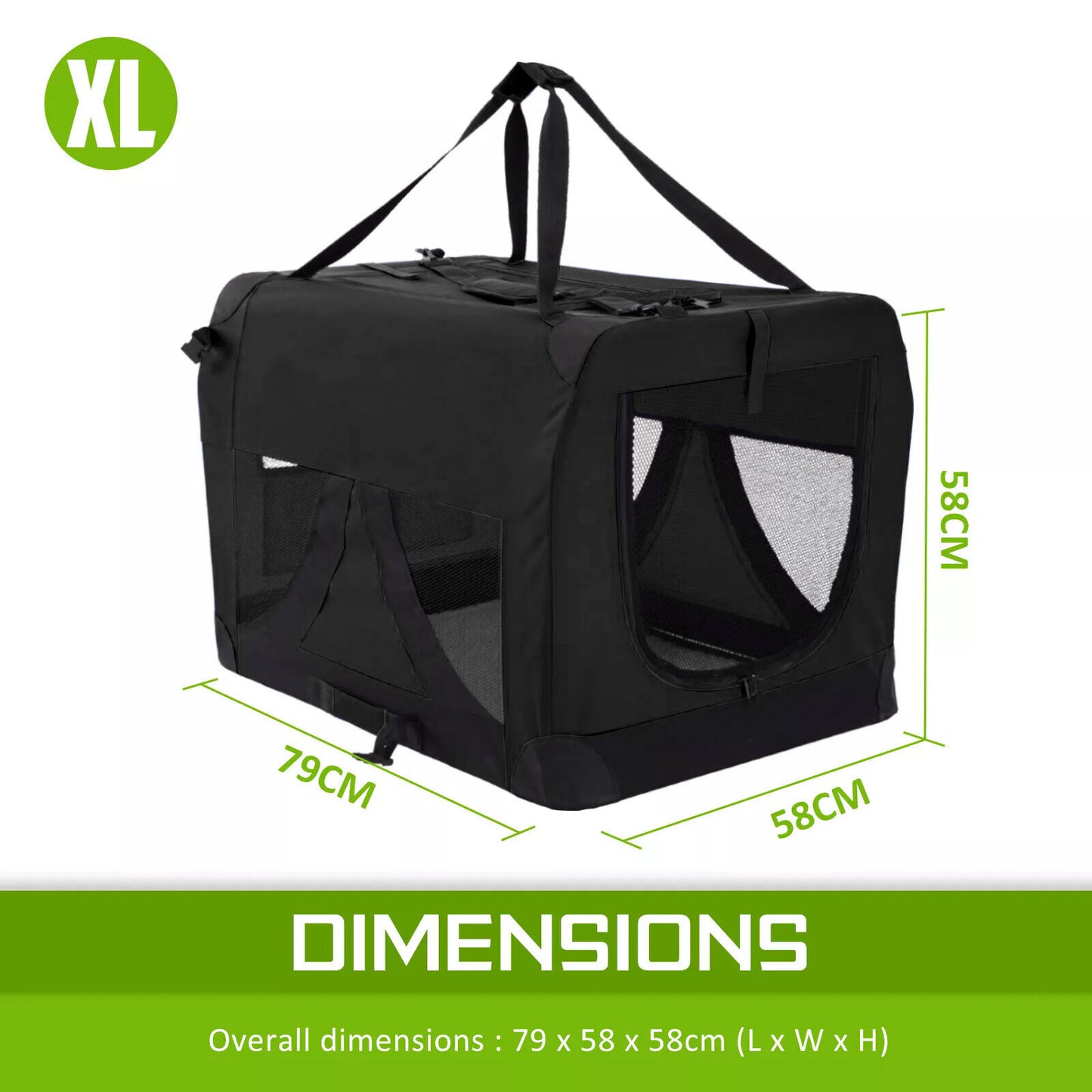 Portable Soft Dog Cage Crate Carrier XL BLACK V274-PET-3002XL-BK