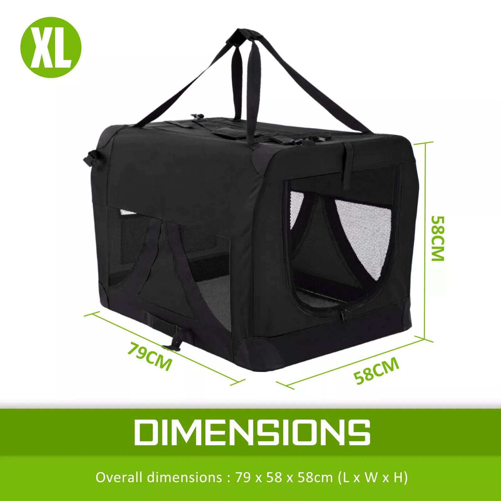 Portable Soft Dog Cage Crate Carrier XL BLACK V274-PET-3002XL-BK