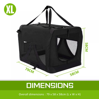 Portable Soft Dog Cage Crate Carrier XL BLACK V274-PET-3002XL-BK