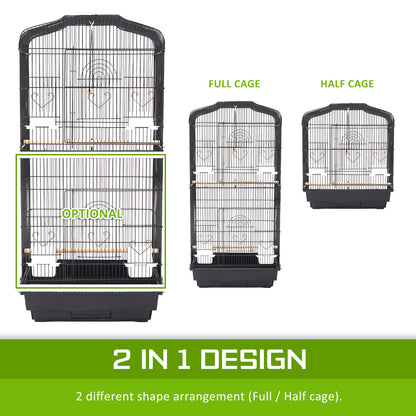Bird Cage Parrot Aviary 2IN1 Design VEER 92cm V274-PET-3016-92BK