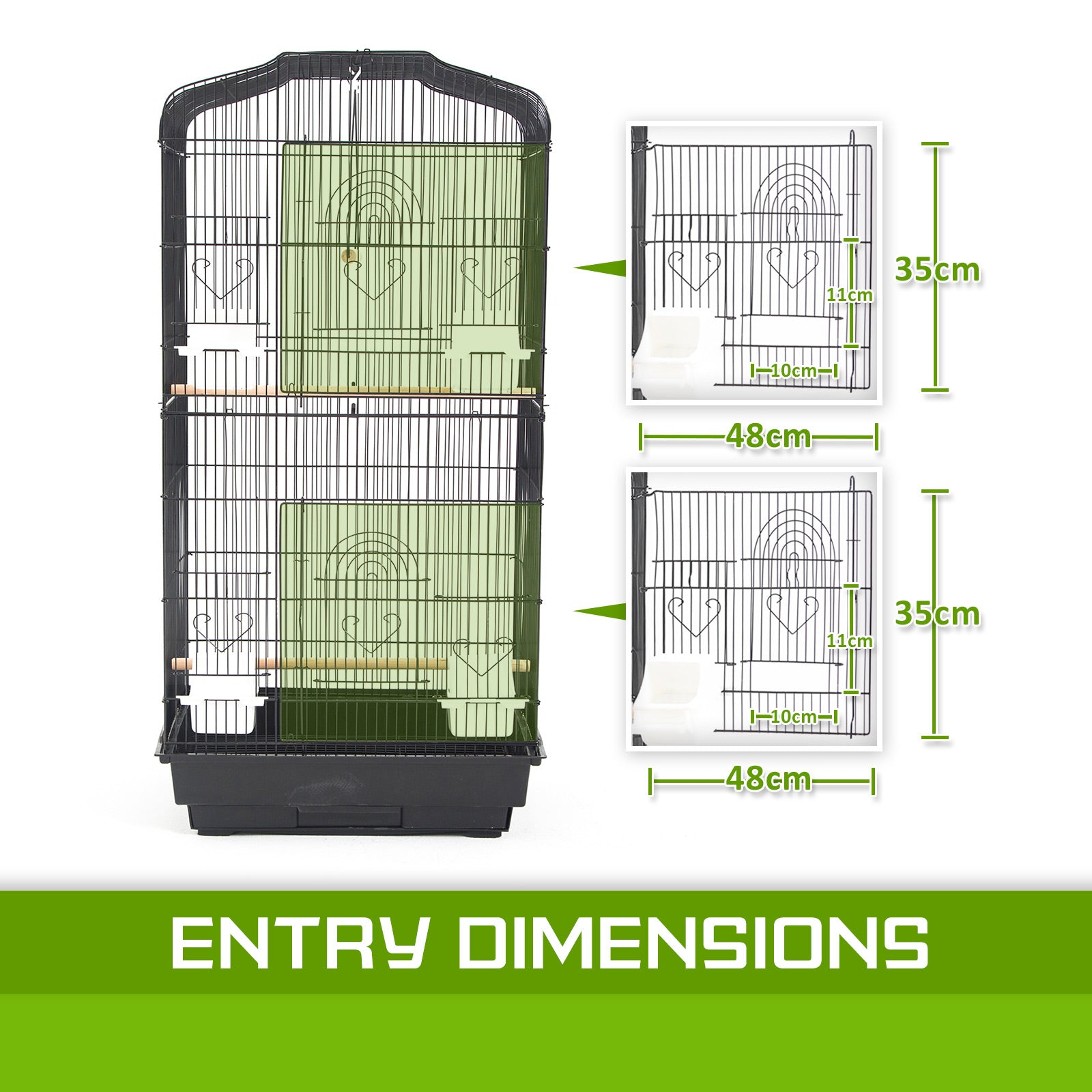 Bird Cage Parrot Aviary 2IN1 Design VEER 92cm V274-PET-3016-92BK