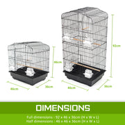 Bird Cage Parrot Aviary 2IN1 Design VEER 92cm V274-PET-3016-92BK