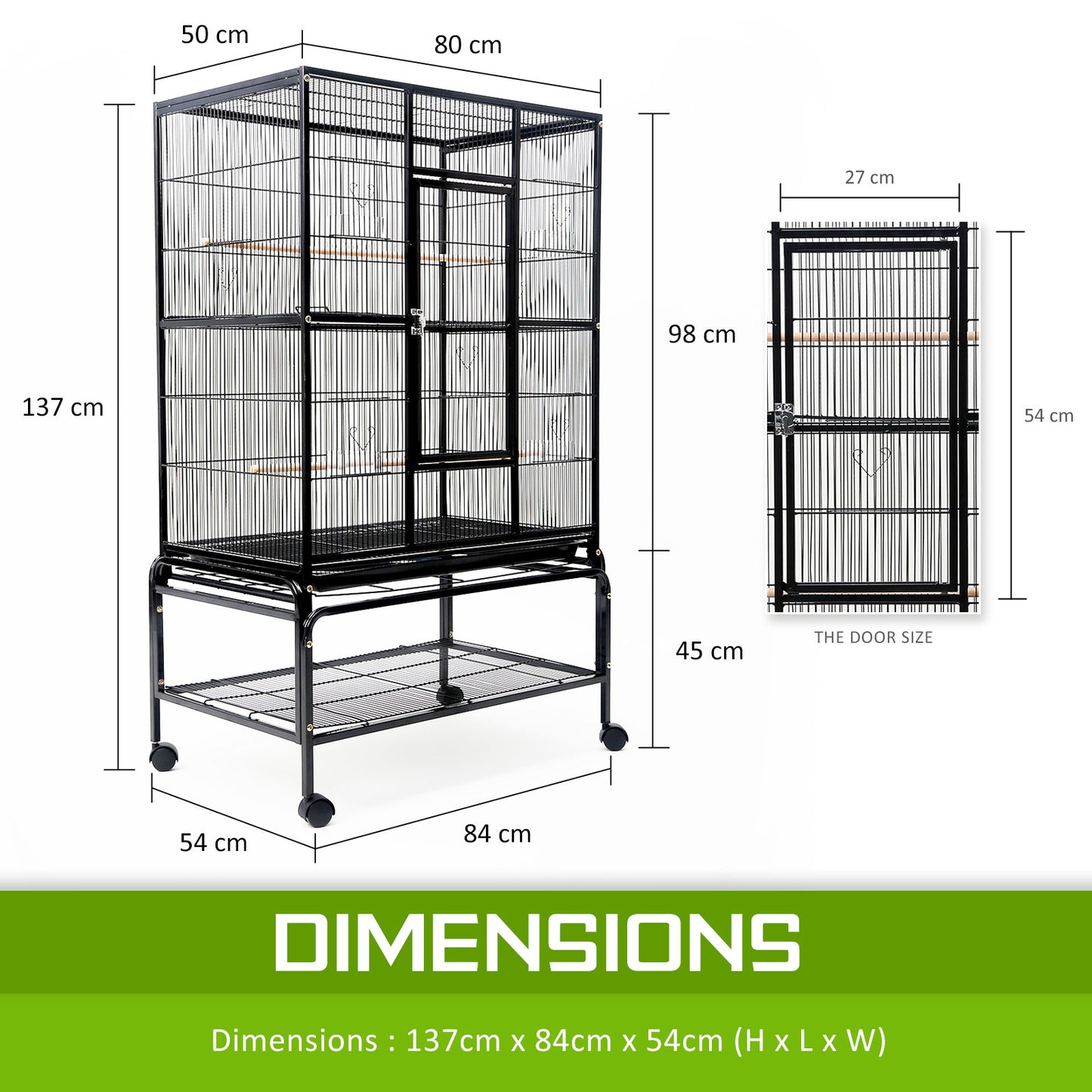 Bird Cage Parrot Aviary MELODY 137cm V274-PET-421A-137