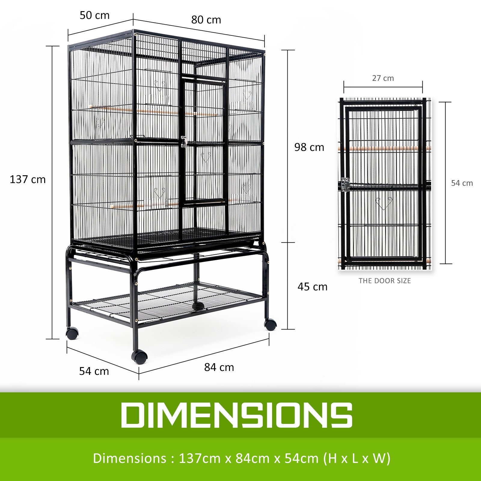 Bird Cage Parrot Aviary MELODY 137cm V274-PET-421A-137