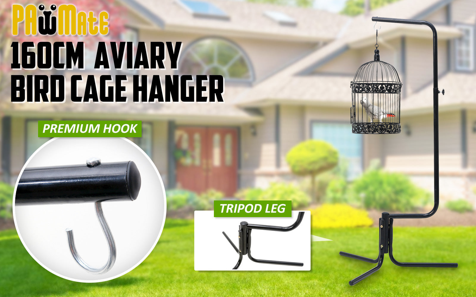 Bird Cage Hanger Stand Parrot Aviary SOLO 160cm V274-PET-B9-170