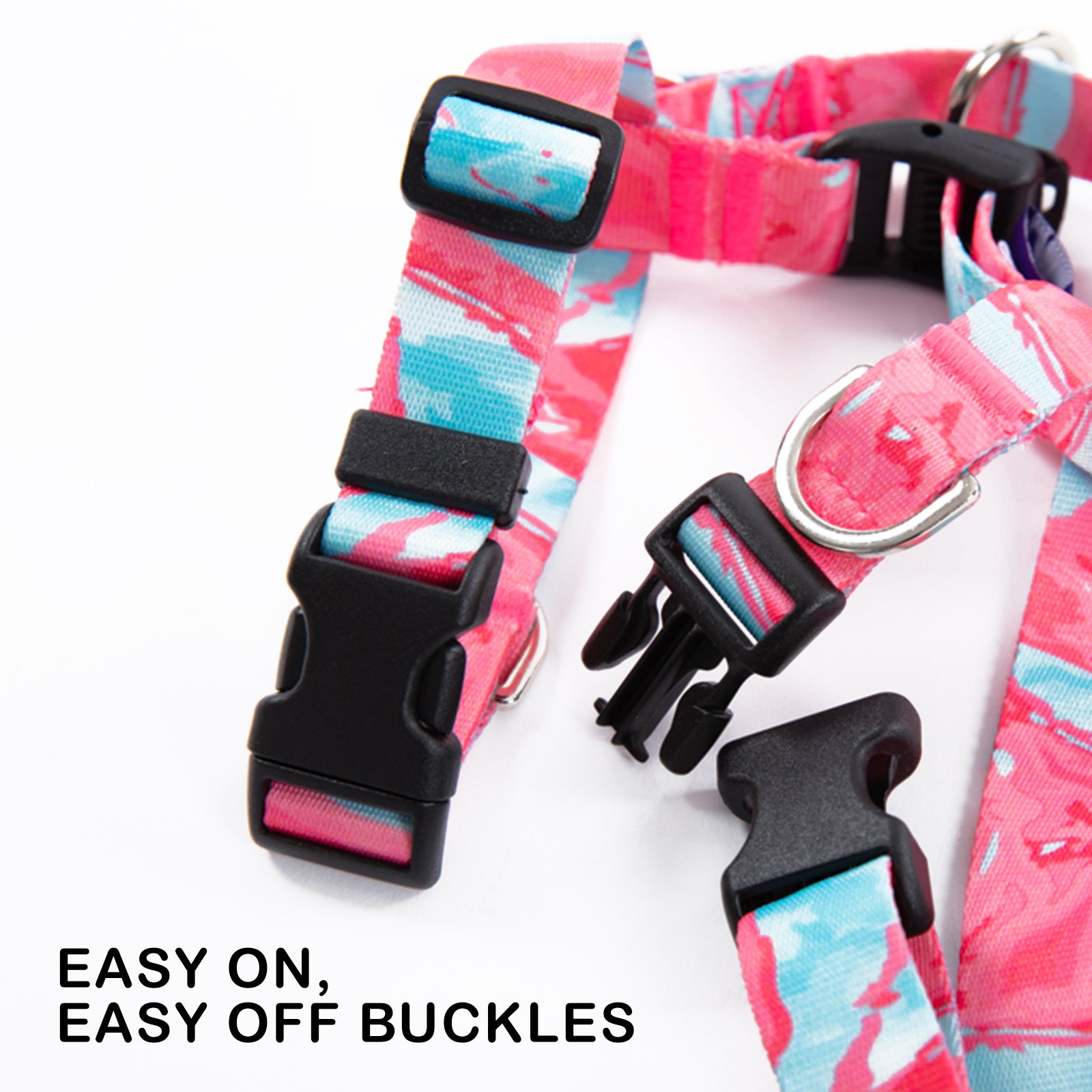 Dog Double-Lined Straps Harness Adjustable L MARBLE PINK V274-PET-BH-2HARN-L-MAPK