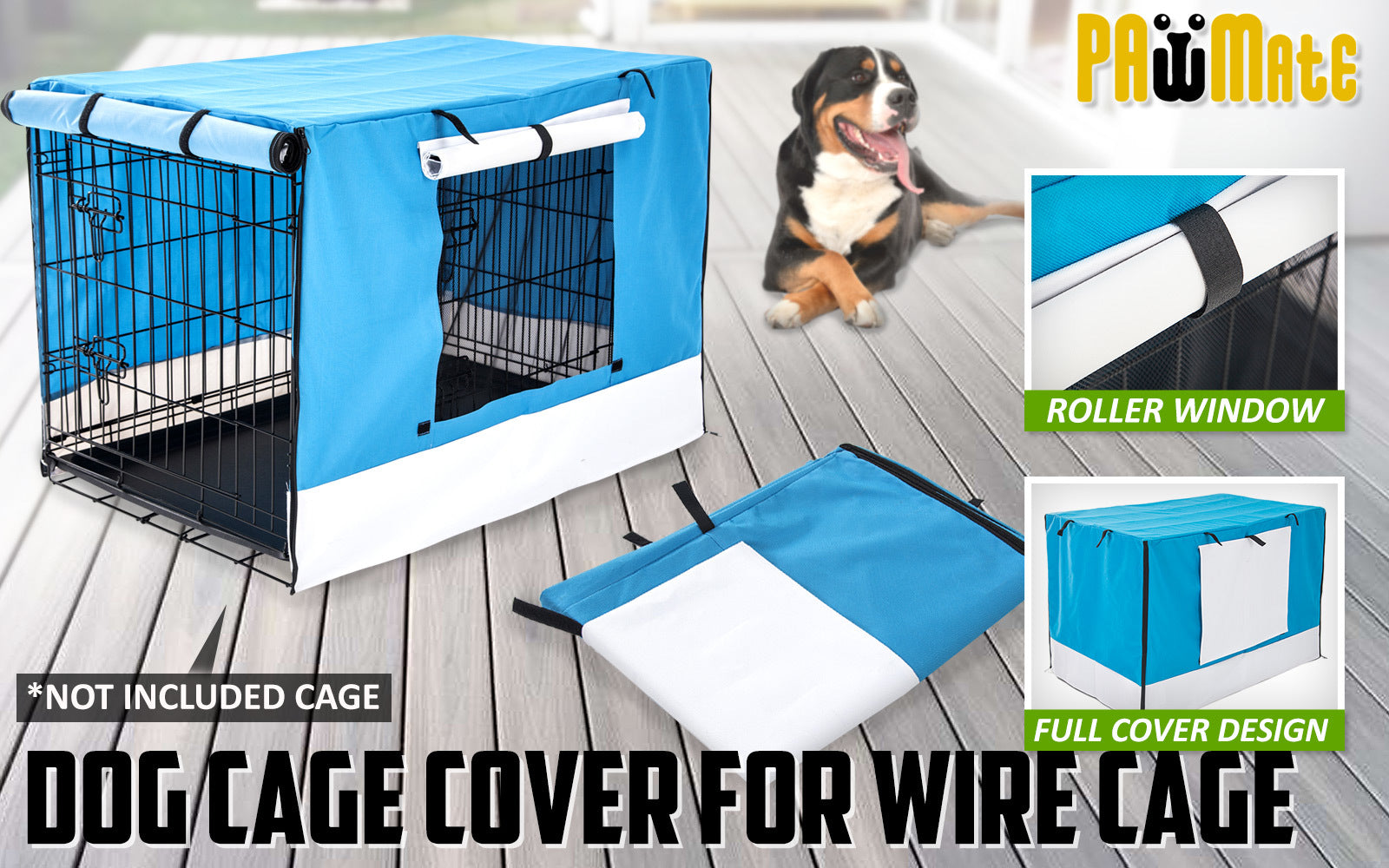 Cage Cover Enclosure for Wire Dog Cage Crate 36in BLUE V274-PET-CV36-BU