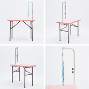 Paw Mate Pet Grooming Salon Table 97cm Adjustable Foldable Mobile Dog Cat for Commercial PINK V274-PET-PGT97-PK