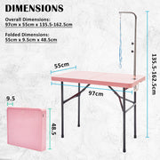 Paw Mate Pet Grooming Salon Table 97cm Adjustable Foldable Mobile Dog Cat for Commercial PINK V274-PET-PGT97-PK